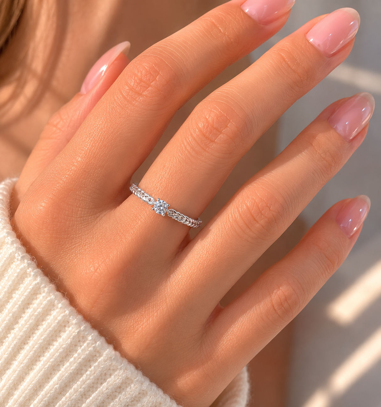 Wheat Ear Zirconia Open Ring