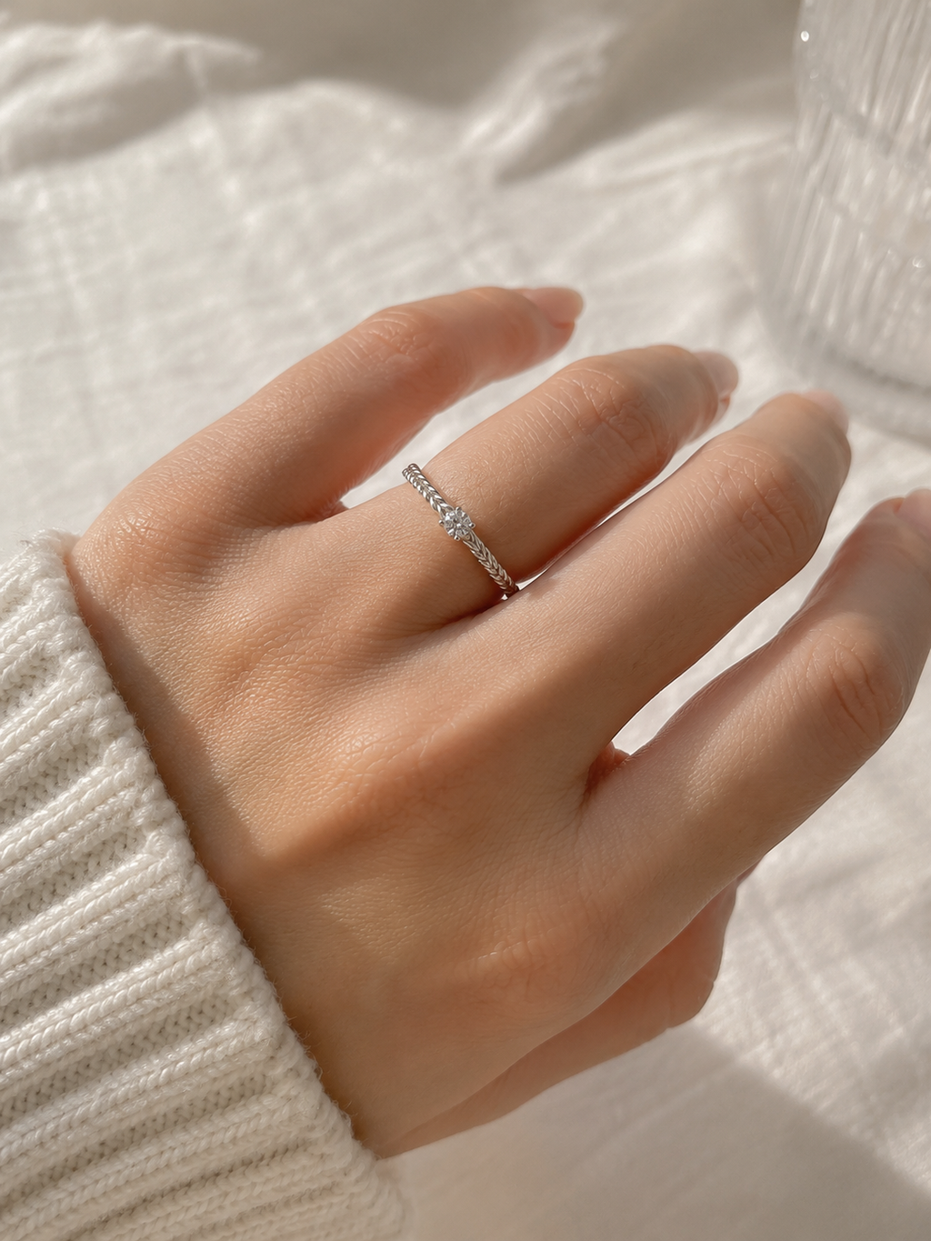 Wheat Ear & Wire Coil Open Ring Set