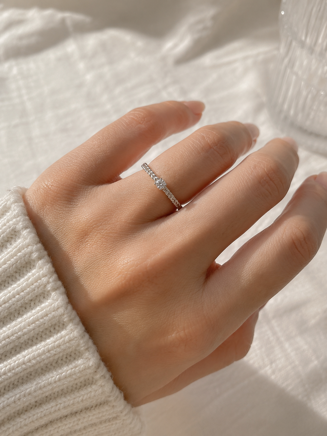 Wheat Ear & Wire Coil Open Ring Set
