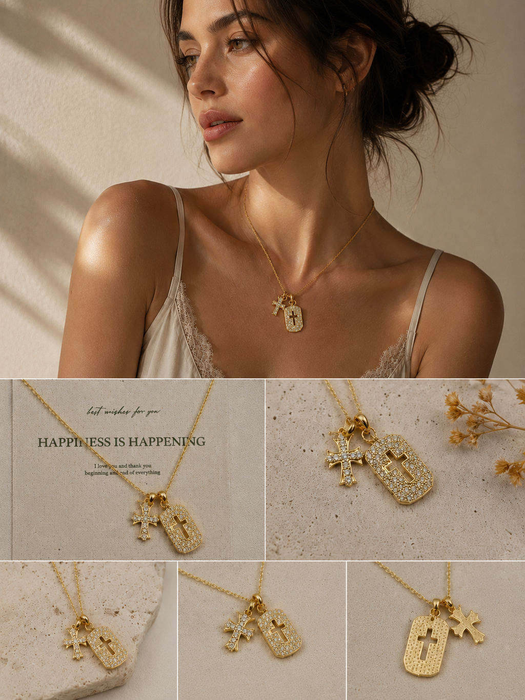 Pavé Cross Dog Tag Necklace