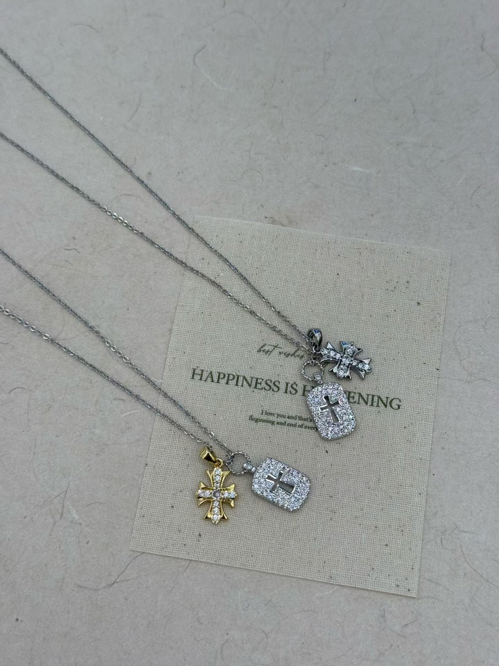 Pavé Cross Dog Tag Necklace