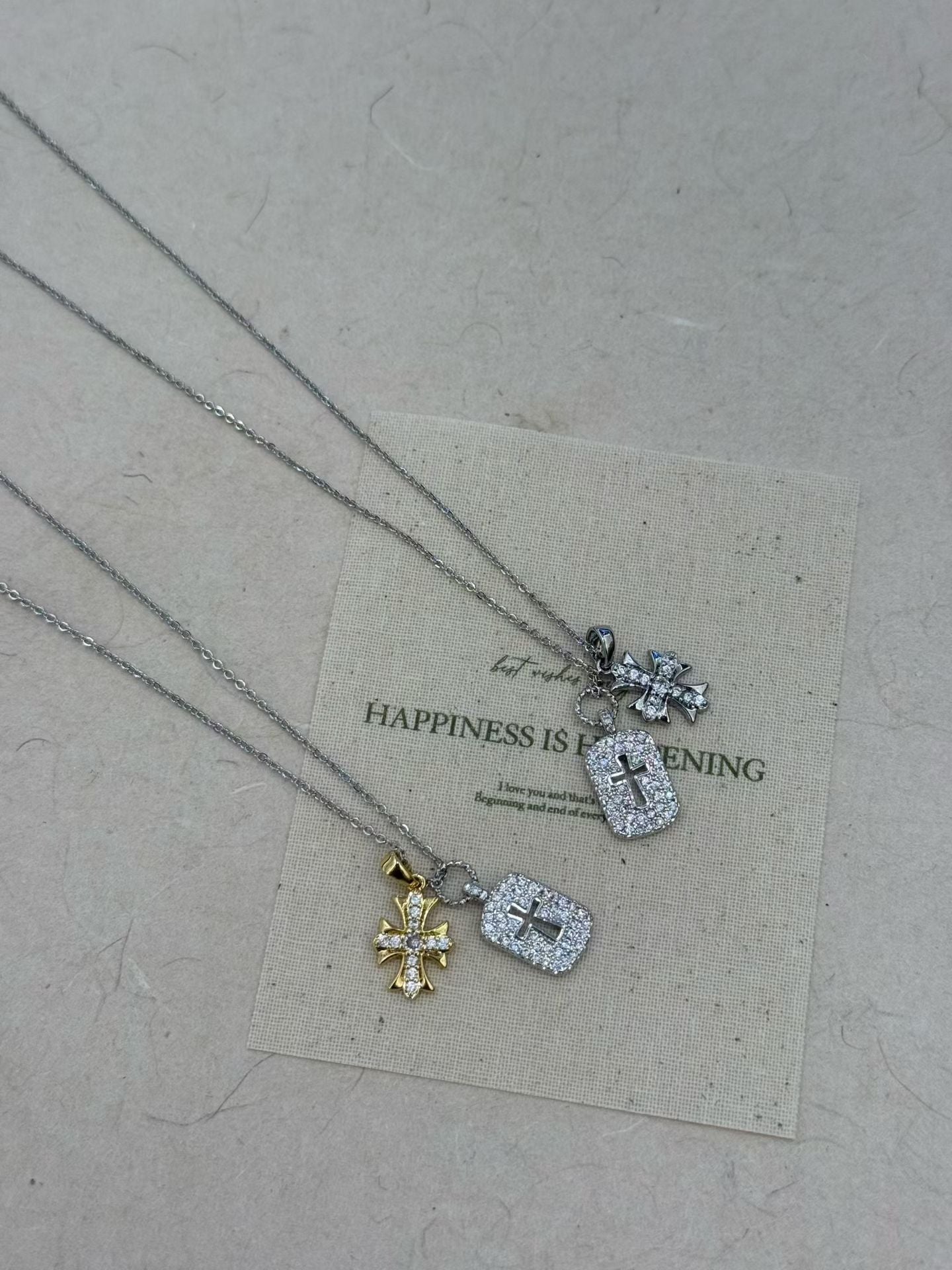 Pavé Cross Dog Tag Necklace