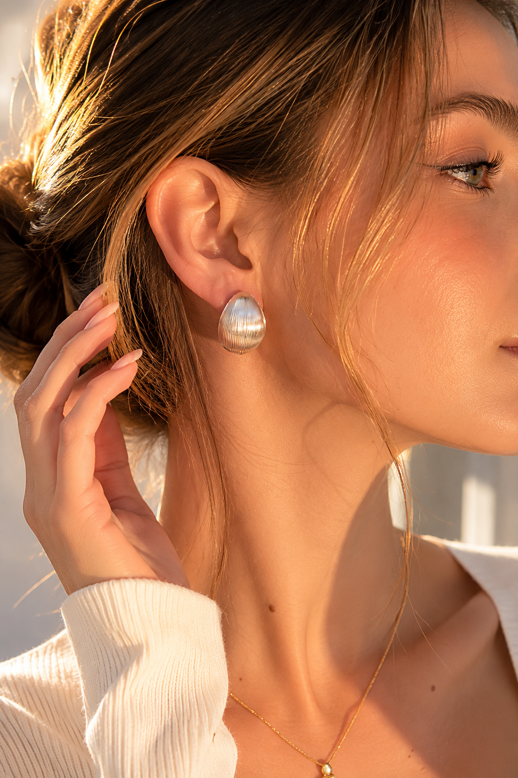 Ribbed Dome Stud Earrings