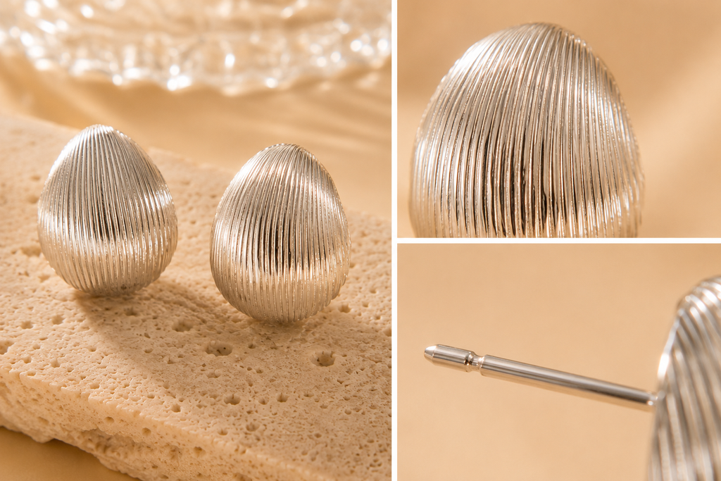 Ribbed Dome Stud Earrings