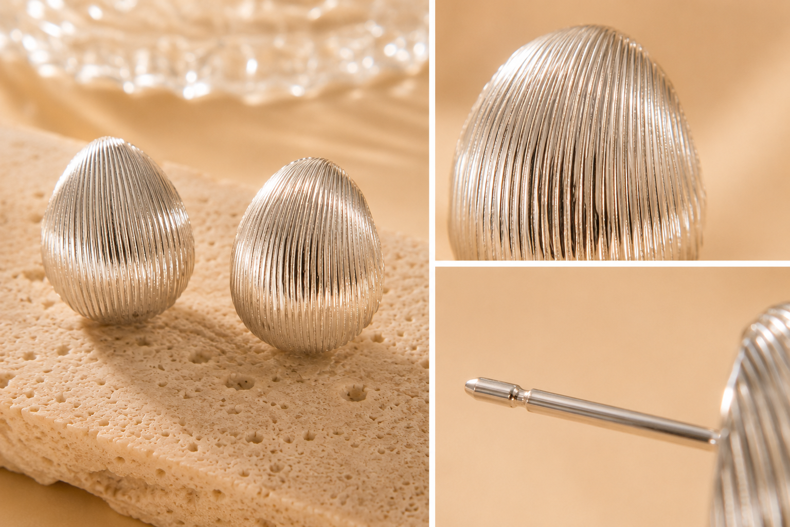 Ribbed Dome Stud Earrings