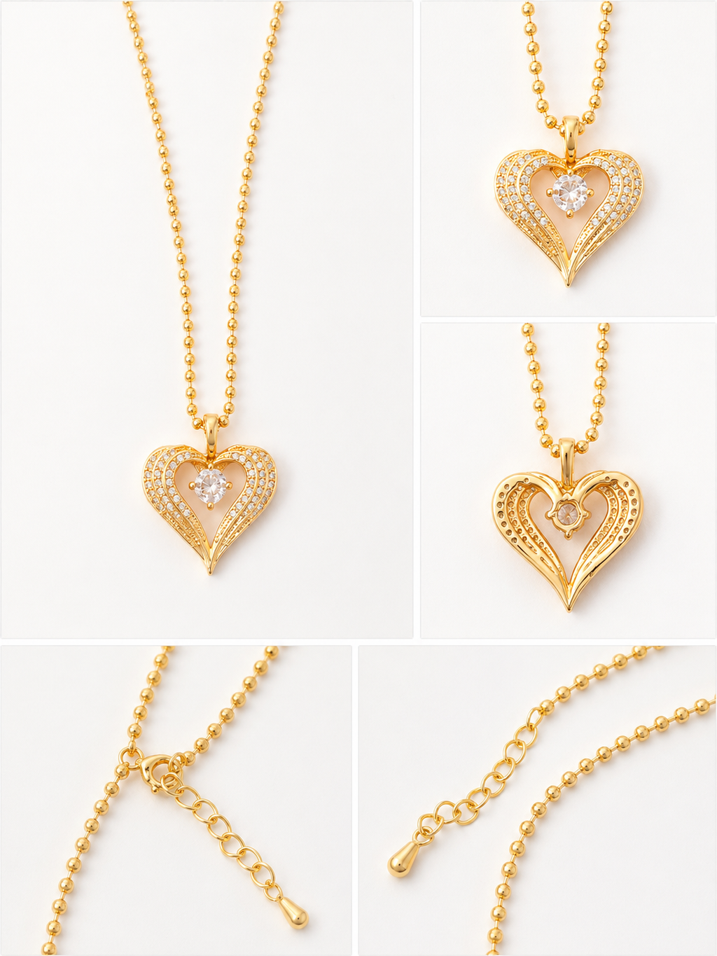 Gold Heart Crystal Necklace