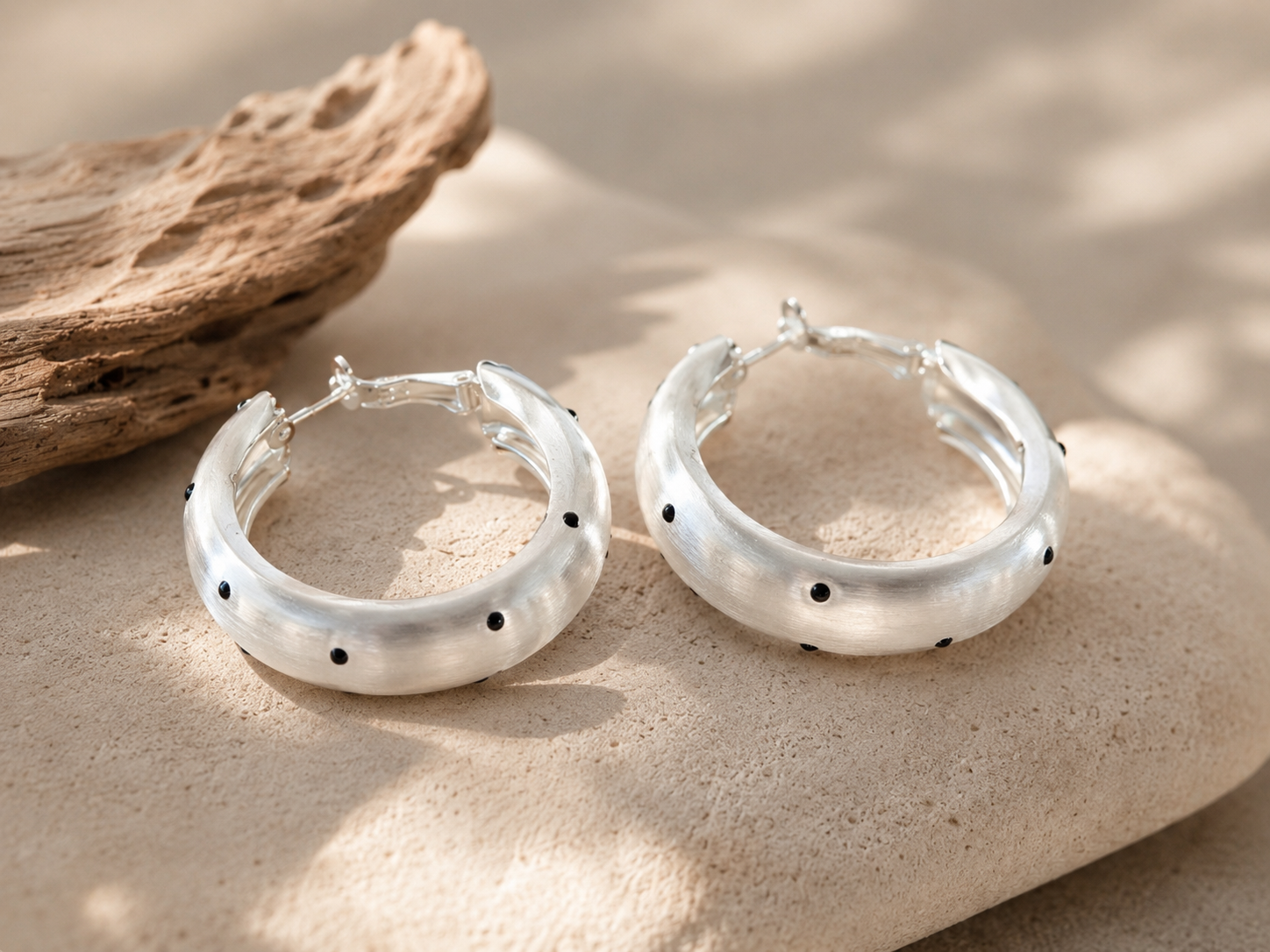 Polka Dot Chunky Hoop Earrings