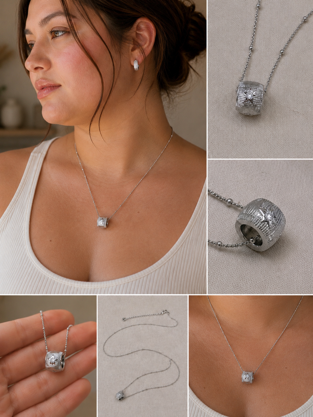 Star Charm Cylinder Necklace