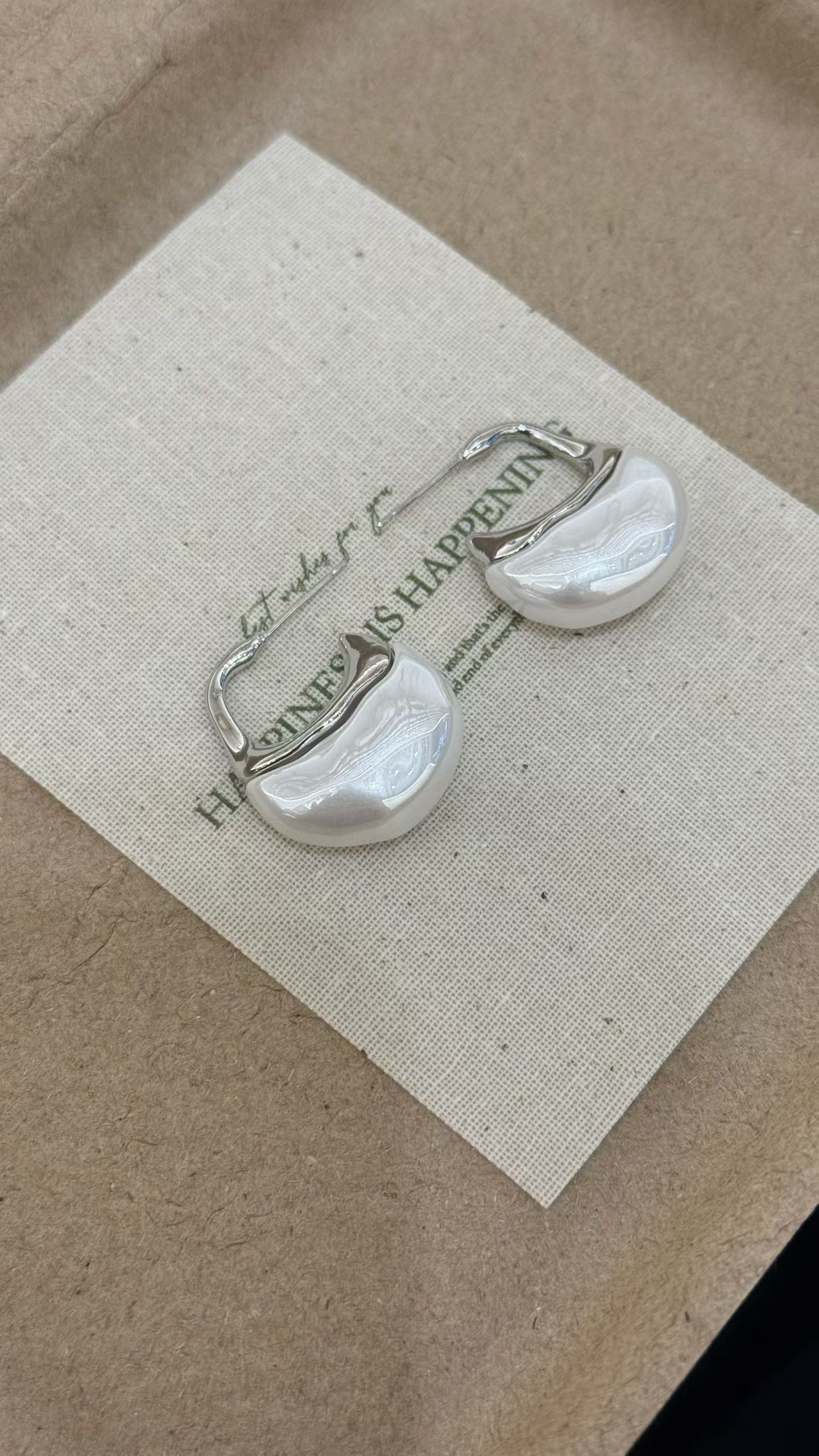 Pearl Dome Huggie Earrings