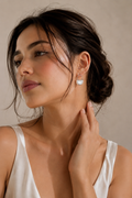 Pearl Dome Huggie Earrings
