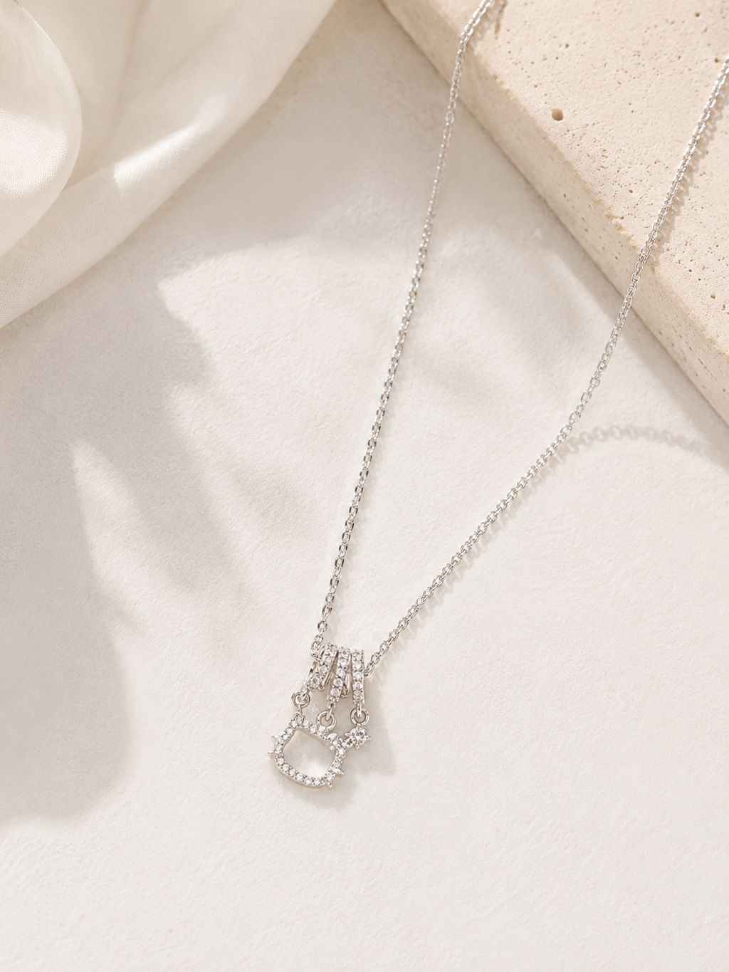 Crystal Cat Paw Pendant Necklace