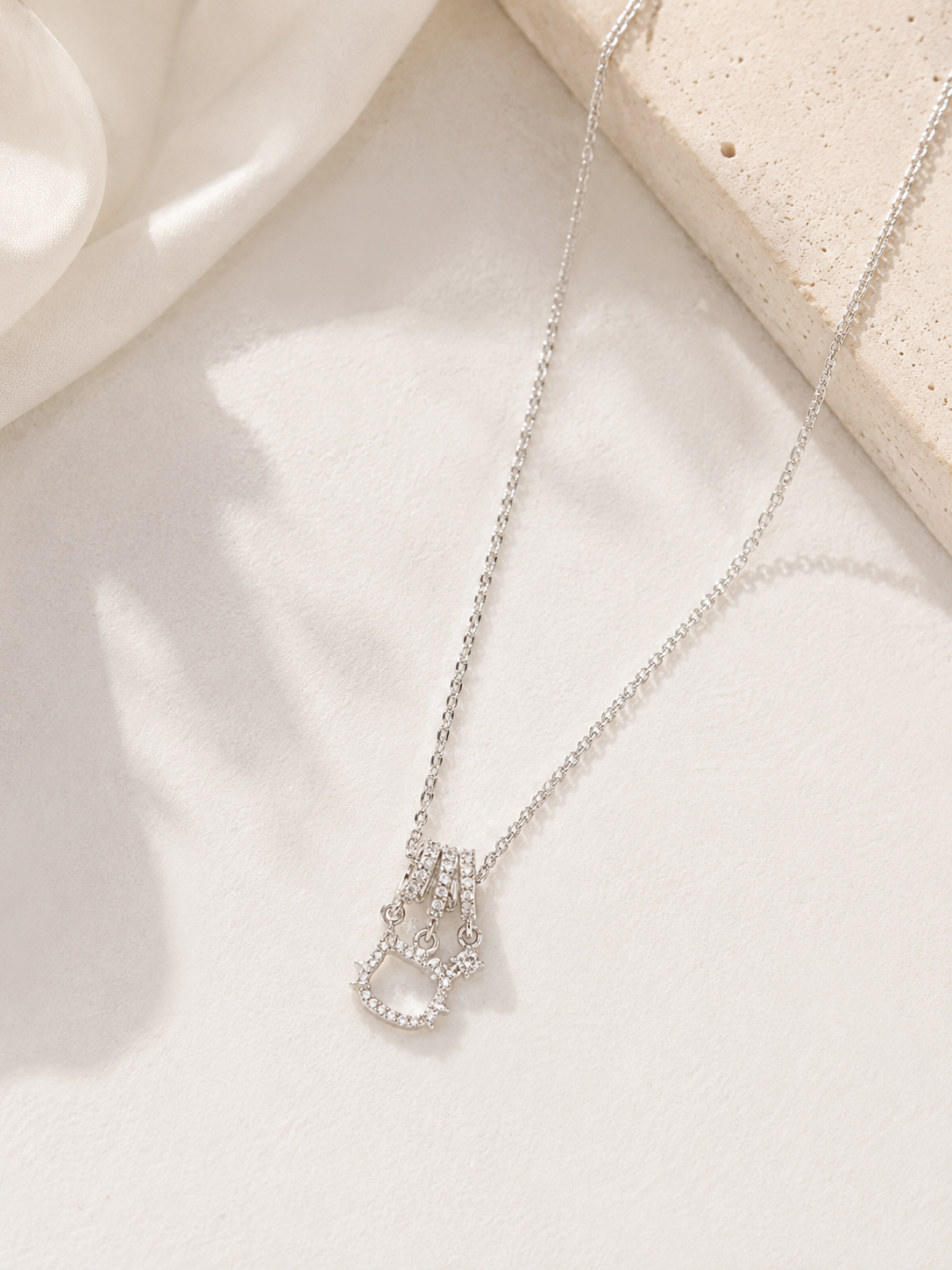 Crystal Cat Paw Pendant Necklace