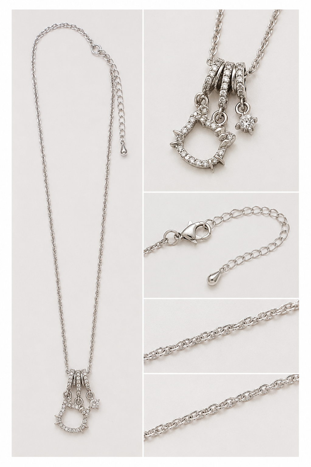 Crystal Cat Paw Pendant Necklace